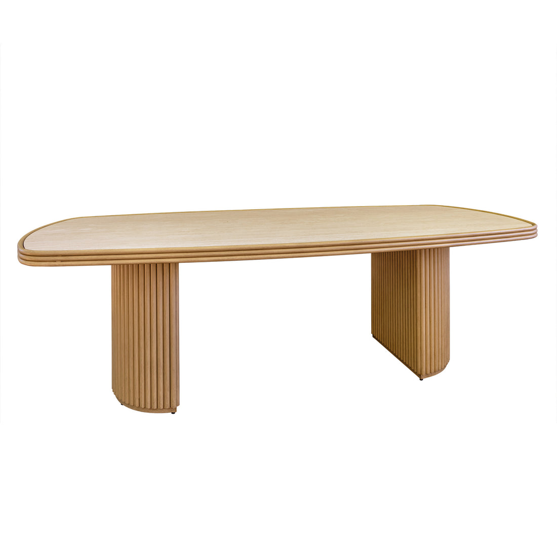 Lloyd Flanders Riviera 94.5" Rectangular Dining Table with Travertine Top, lifestyle photo 1