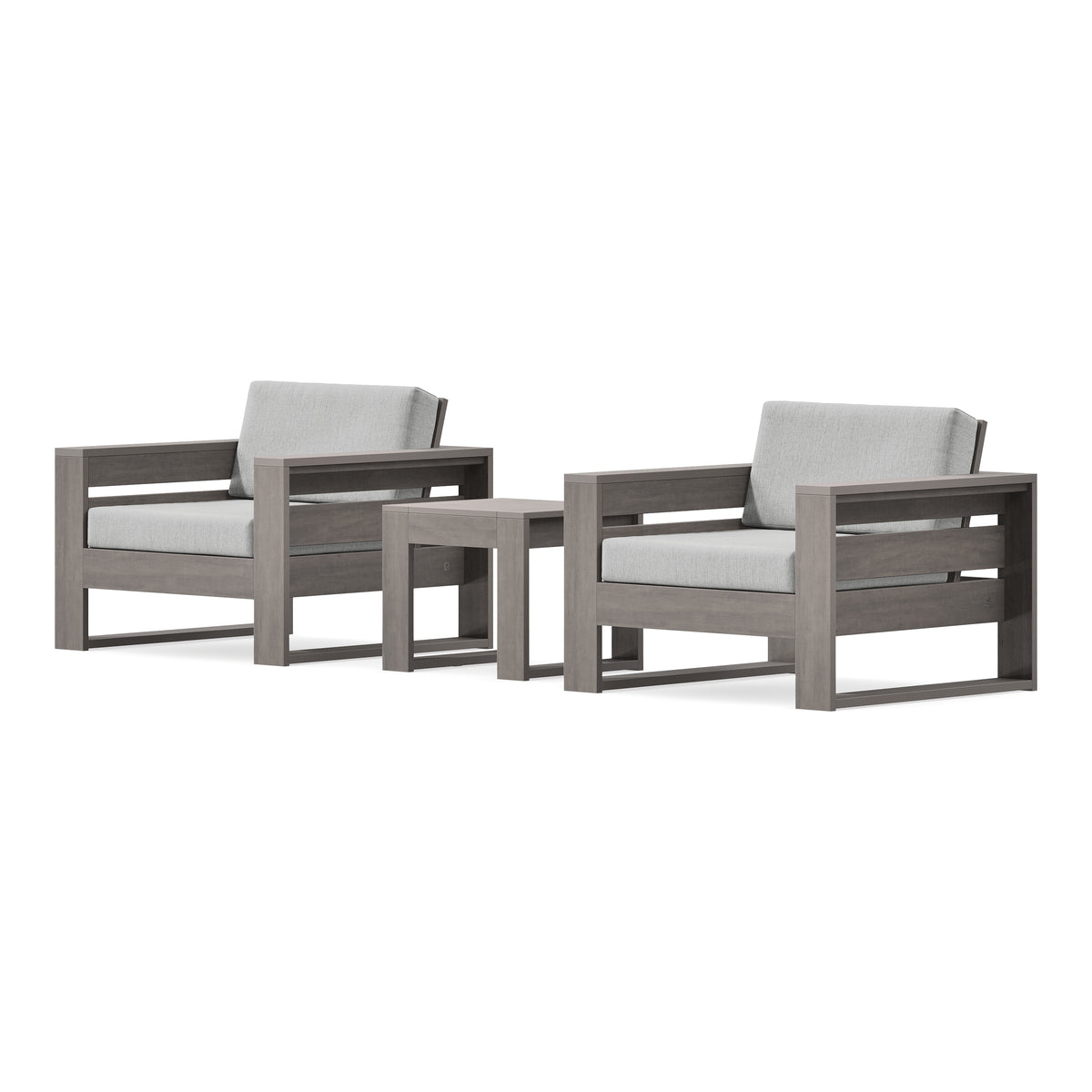 POLYWOOD PW Designer Series Latitude 3-Piece Lounge Chair Set in Driftwood / Granite