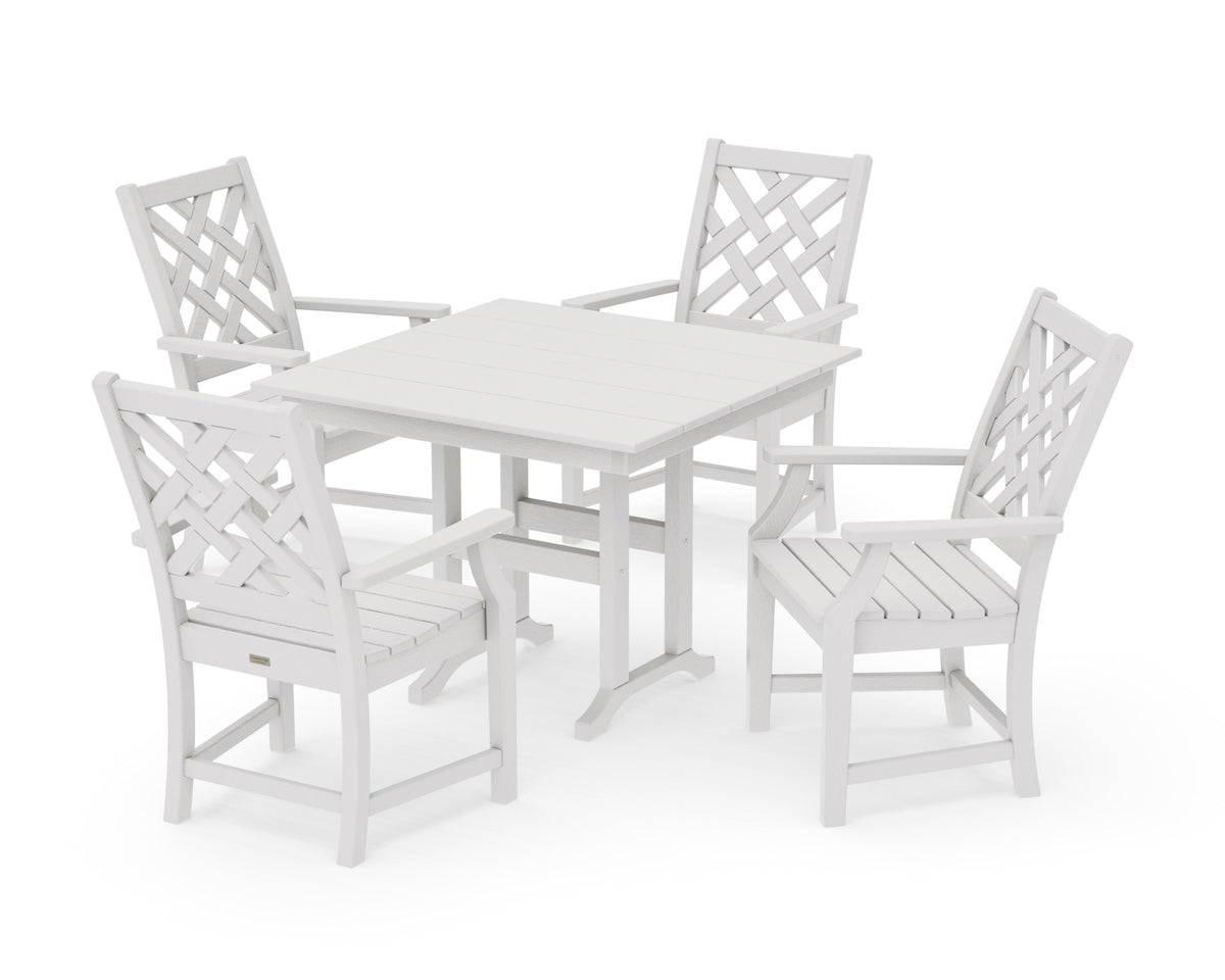 POLYWOOD Wovendale 5-Piece Farmhouse Dining Set in Vintage White
