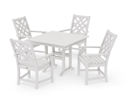 POLYWOOD Wovendale 5-Piece Farmhouse Dining Set in Vintage White