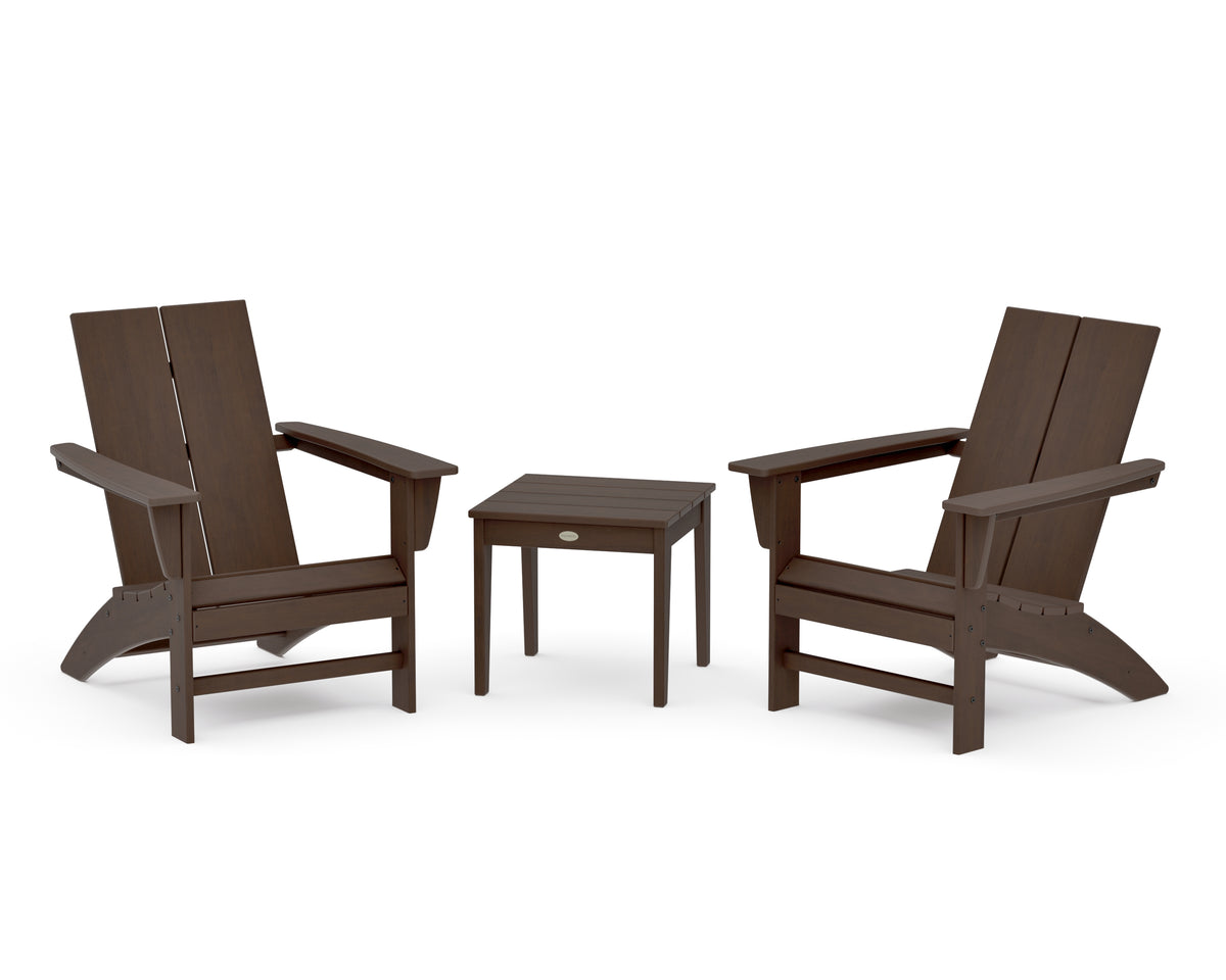POLYWOOD Country Living Cottage Modern Adirondack Chair 3-Piece Set in Kona