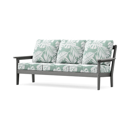 POLYWOOD Cottage Deep Seating Sofa in Slate Grey / Leaf Glacier Spa