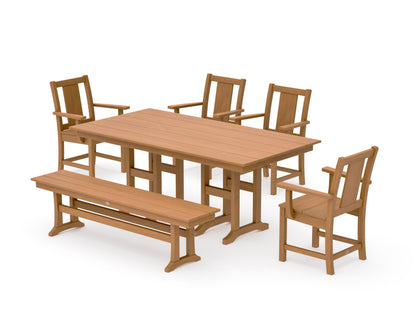 POLYWOOD Prairie 6-Piece Farmhouse Dining Set with Bench in Natural