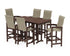 POLYWOOD Coastal Woven High-Back Arm Chair 7-Piece Farmhouse Bar Set in Mahogany / Dune Grass