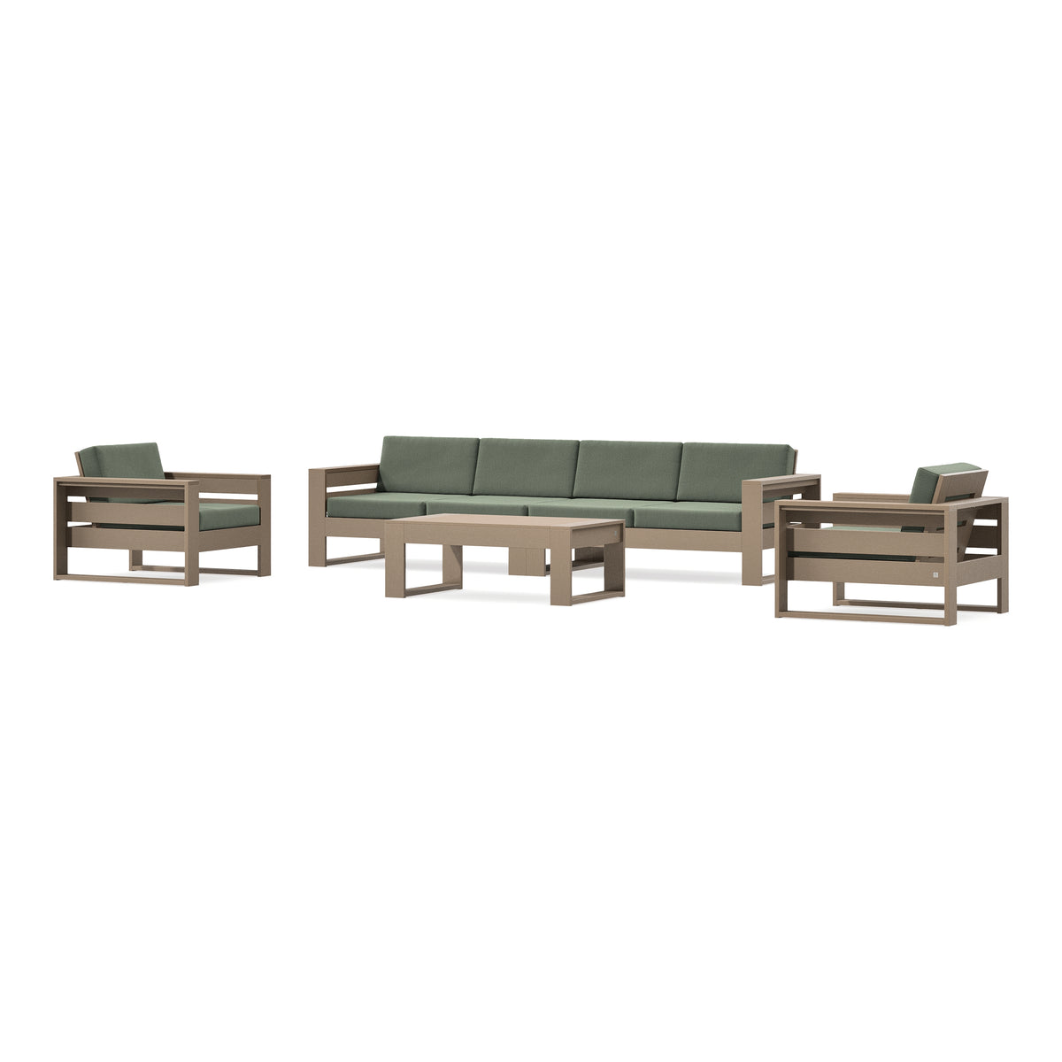 POLYWOOD PW Designer Series Latitude 5-Piece Lounge Sofa Set in Vintage Sahara / Cast Sage
