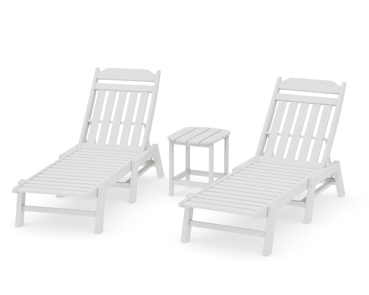 POLYWOOD Cottage 3-Piece Chaise Set in Vintage White