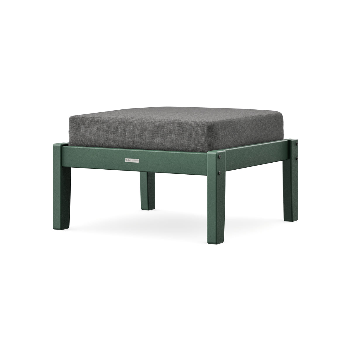 POLYWOOD Chinoiserie Deep Seating Ottoman in Green / Ash Charcoal