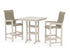 POLYWOOD Coastal Woven High-Back 3-Piece Farmhouse Bar Set with Trestle Legs in Sand / Dune Grass