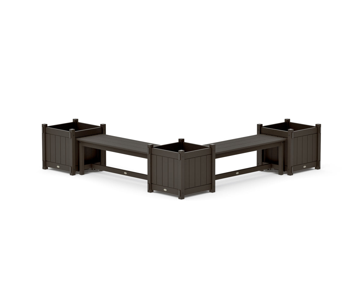 POLYWOOD 48" Vineyard L-Shaped Planter Bench Corner Set - Large in Vintage Coffee