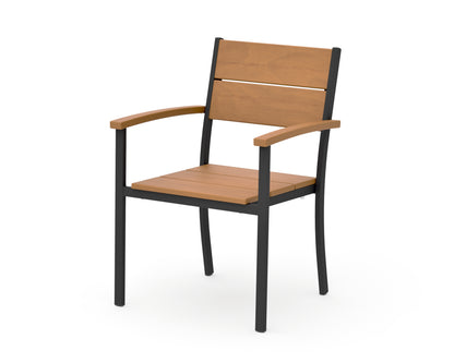 POLYWOOD Main Street Stacking Dining Arm Chair in Black / Natural