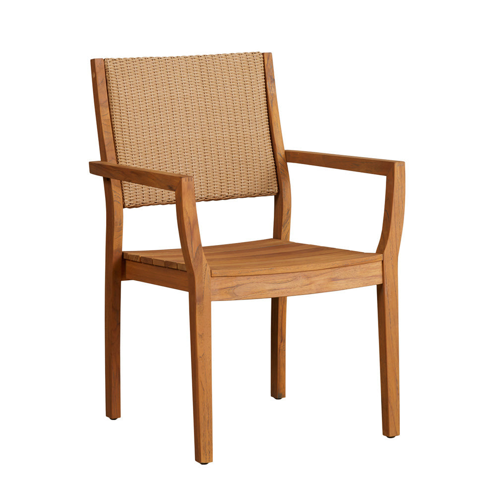 Lloyd Flanders Teak Loom Back Teak Dining Armchair, lifestyle photo 1