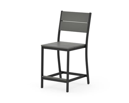 POLYWOOD Main Street Counter Side Chair in Black / Slate Grey