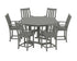 POLYWOOD Vineyard 7-Piece Arm Chair Round Farmhouse Counter Set in Slate Grey