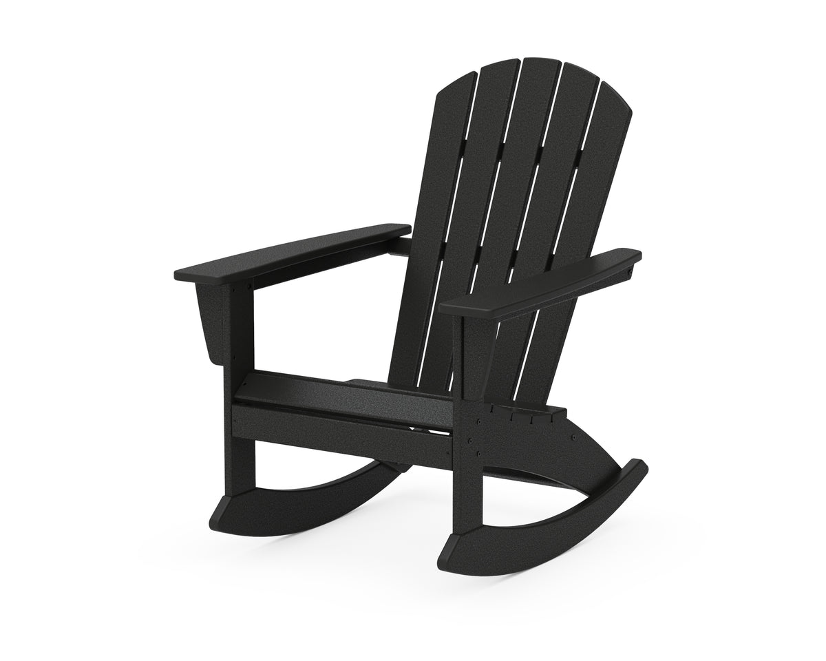 POLYWOOD Nautical Adirondack Rocking Chair in Black