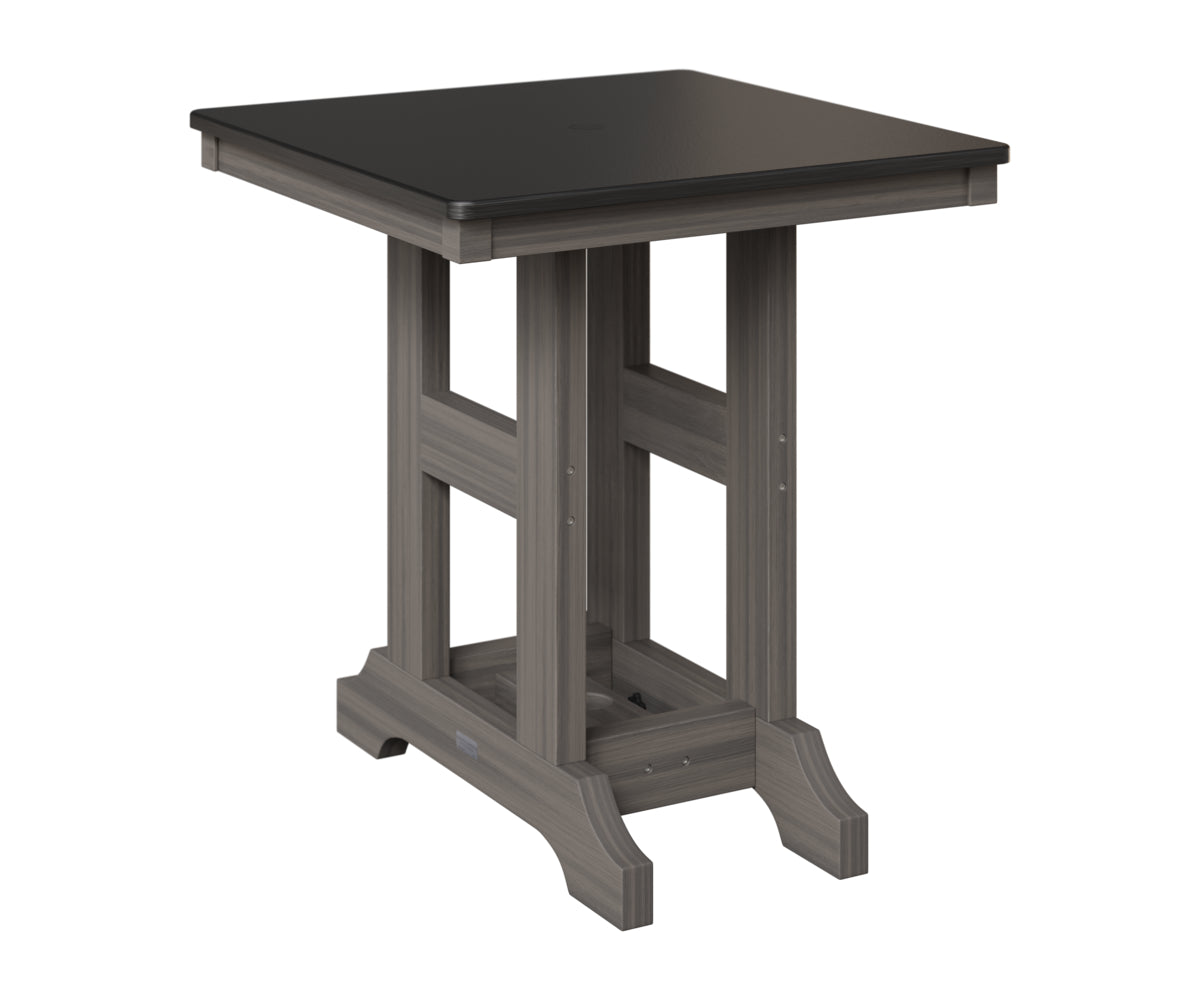 Berlin Gardens Garden Classic 28" Square Table in Coastal Gray, Hammered Black top