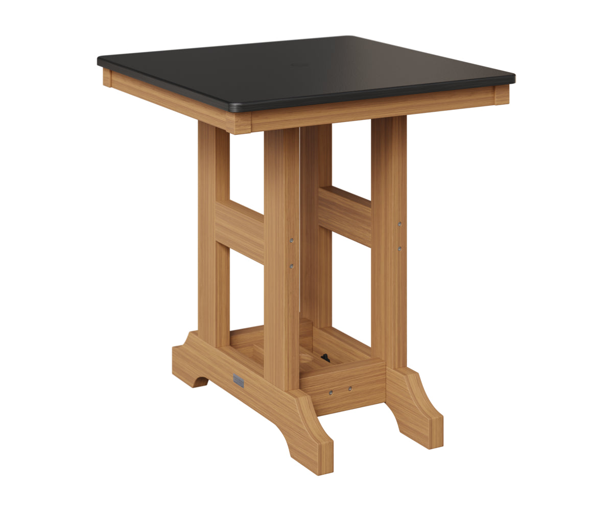 Berlin Gardens Garden Classic 28" Square Table in Natural Teak, Hammered Black top