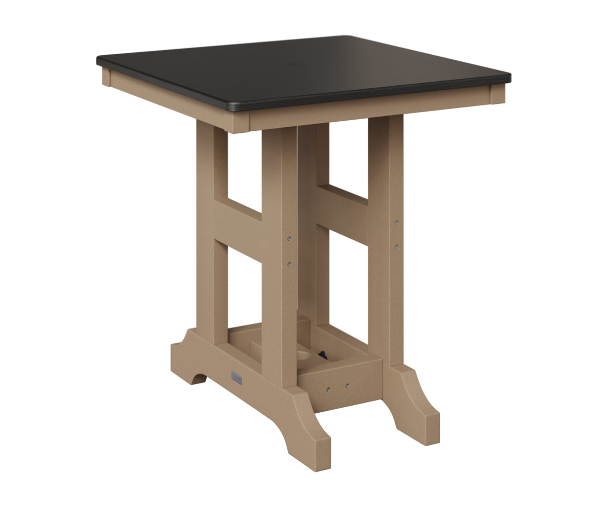 Berlin Gardens Garden Classic 28" Square Table in Weatherwood, Hammered Black top