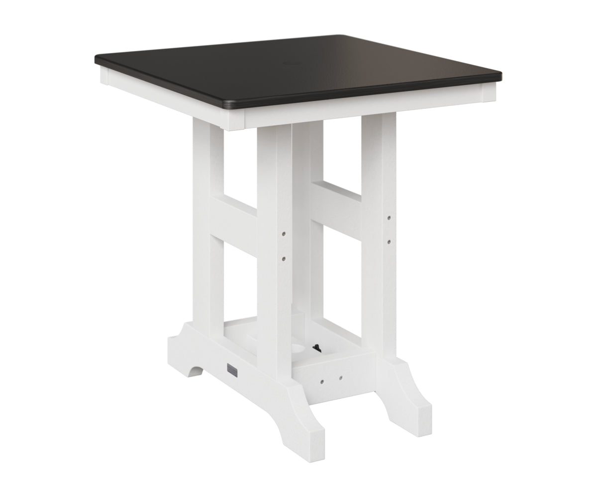 Berlin Gardens Garden Classic 28" Square Table in White, Hammered Black top