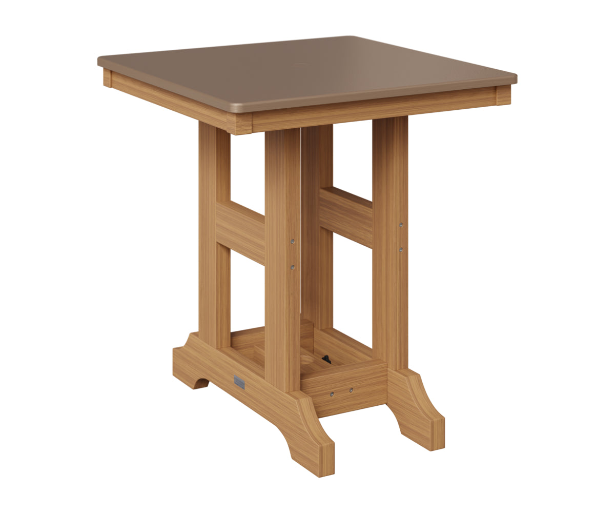 Berlin Gardens Garden Classic 28" Square Table in Natural Teak, Hammered Bronze top