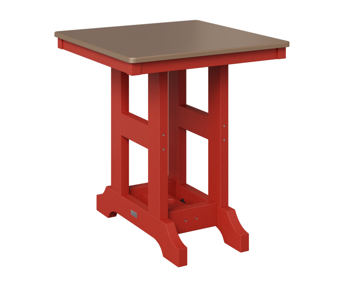Berlin Gardens Garden Classic 28" Square Table in Scarlet Red, Hammered Bronze top