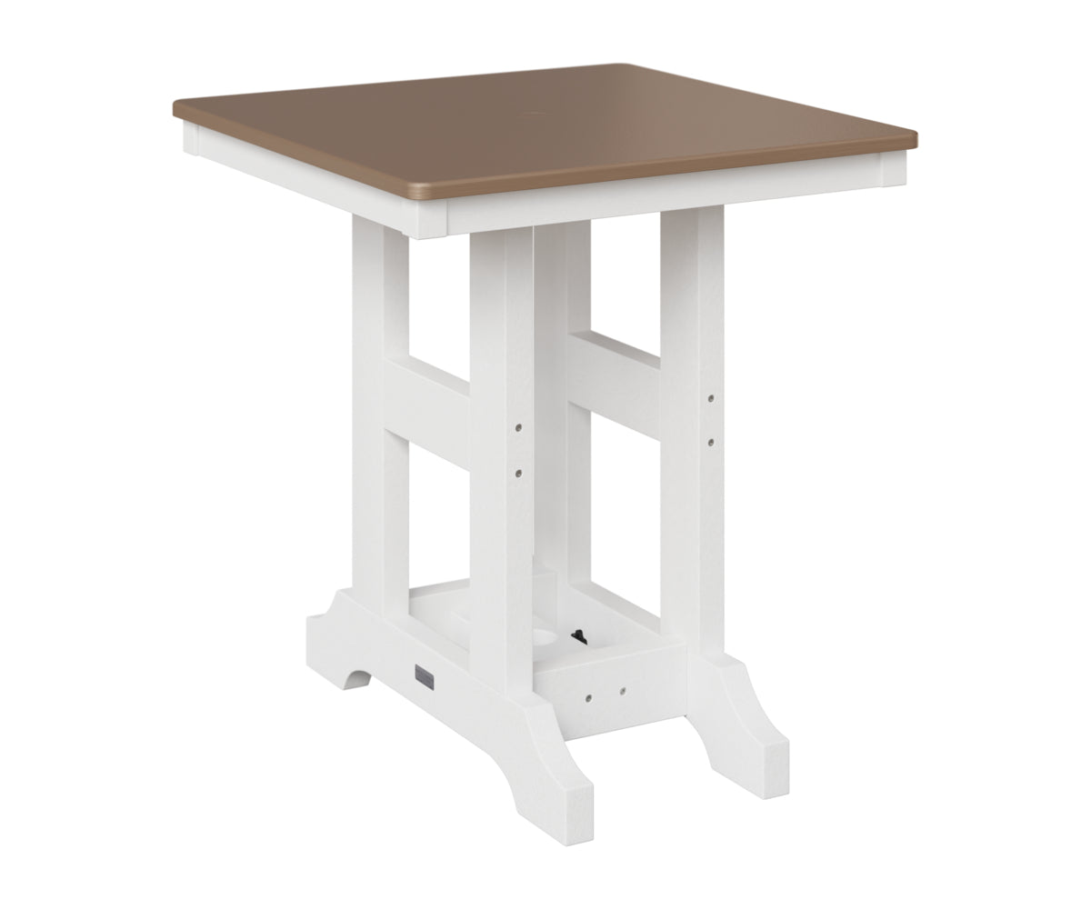 Berlin Gardens Garden Classic 28" Square Table in White, Hammered Bronze top