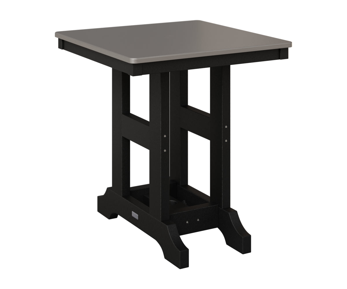 Berlin Gardens Garden Classic 28" Square Table in Black, Hammered Stainless top