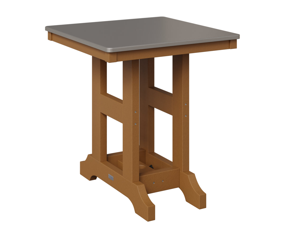 Berlin Gardens Garden Classic 28" Square Table in Cedar, Hammered Stainless top