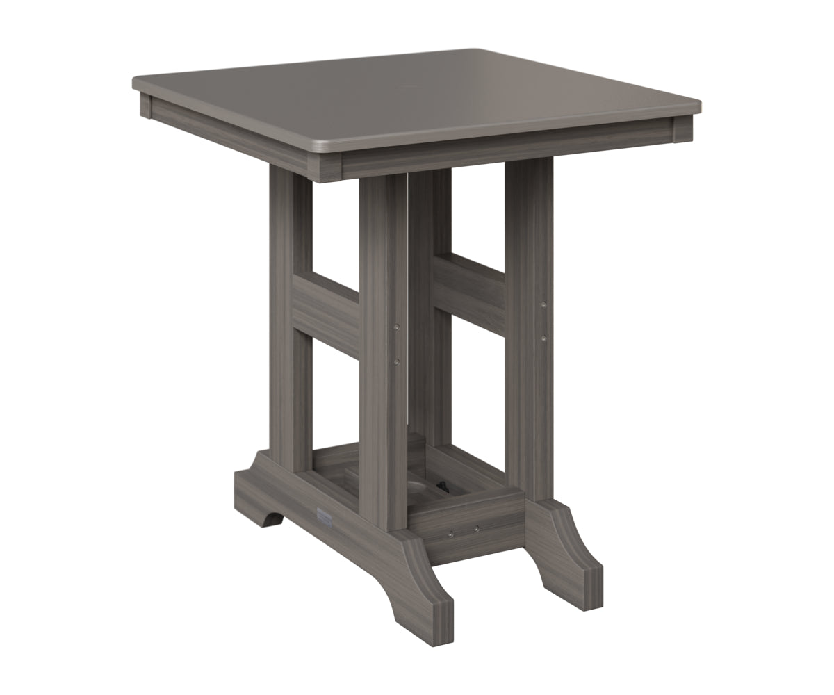 Berlin Gardens Garden Classic 28" Square Table in Coastal Gray, Hammered Stainless top