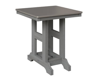 Berlin Gardens Garden Classic 28" Square Table in Driftwood Gray, Hammered Stainless top
