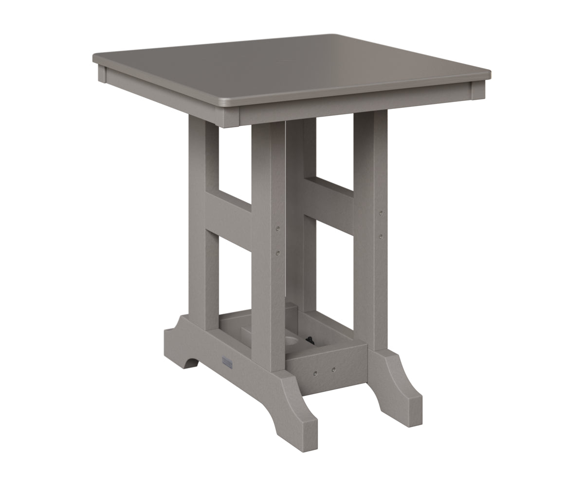 Berlin Gardens Garden Classic 28" Square Table in Light Gray, Hammered Stainless top