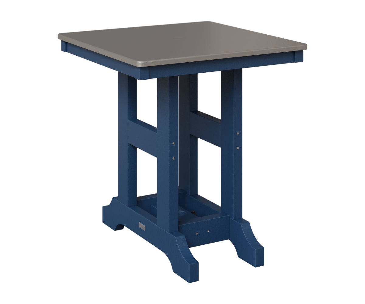 Berlin Gardens Garden Classic 28" Square Table in Navy Blue, Hammered Stainless top