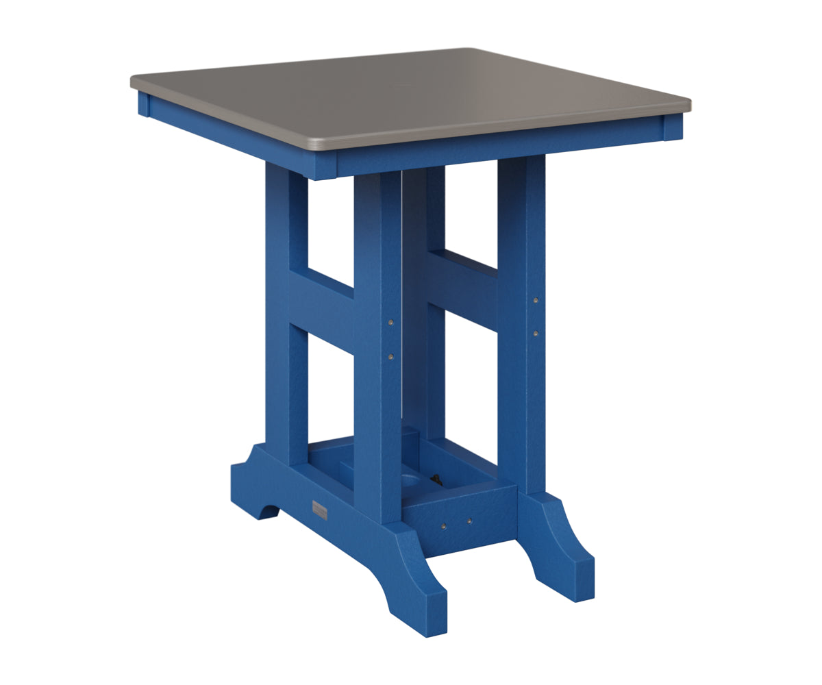 Berlin Gardens Garden Classic 28" Square Table in Pacific Blue, Hammered Stainless top
