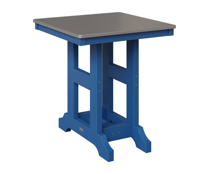 Berlin Gardens Garden Classic 28" Square Table in Pacific Blue, Hammered Stainless top