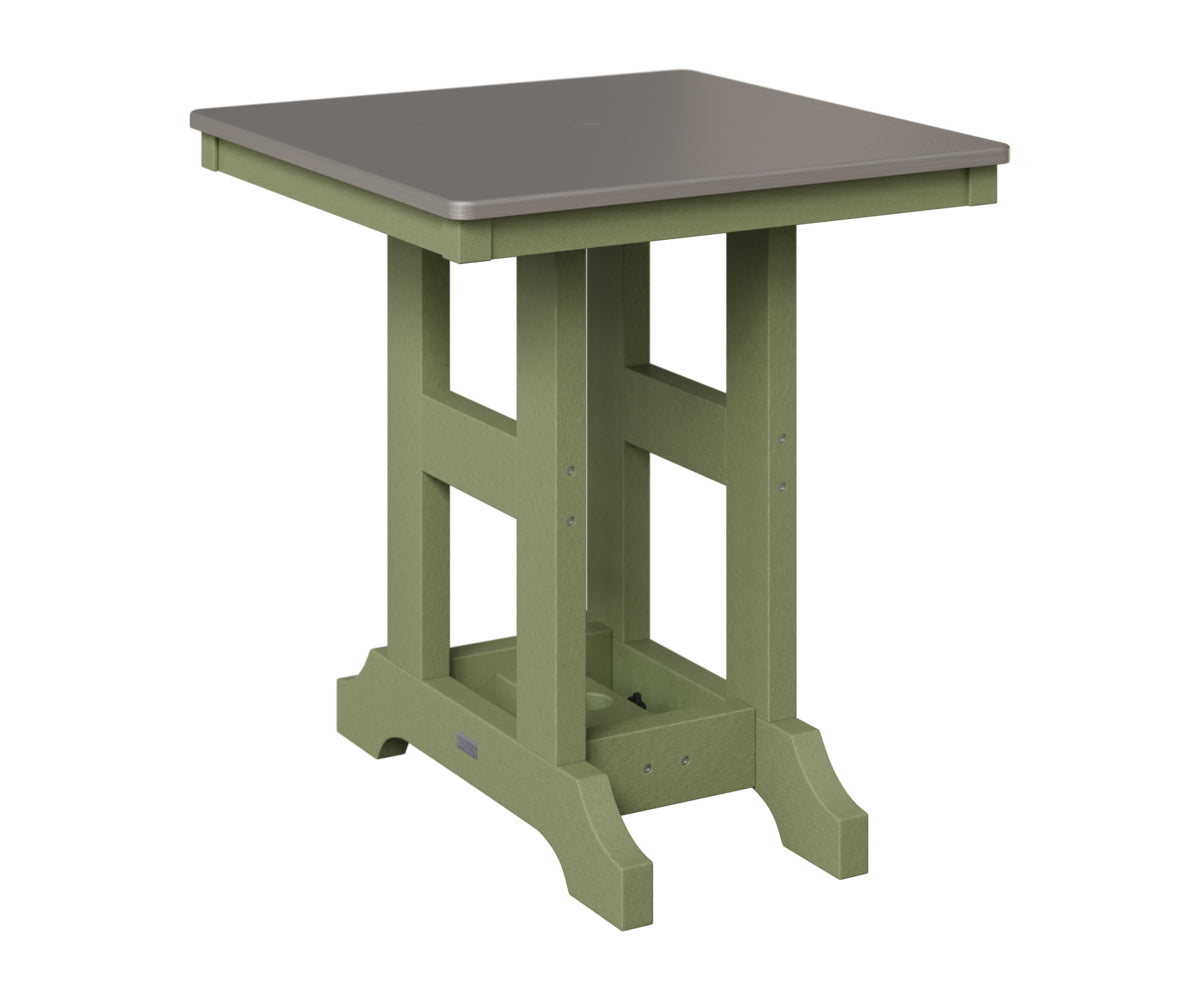 Berlin Gardens Garden Classic 28" Square Table in Sage, Hammered Stainless top