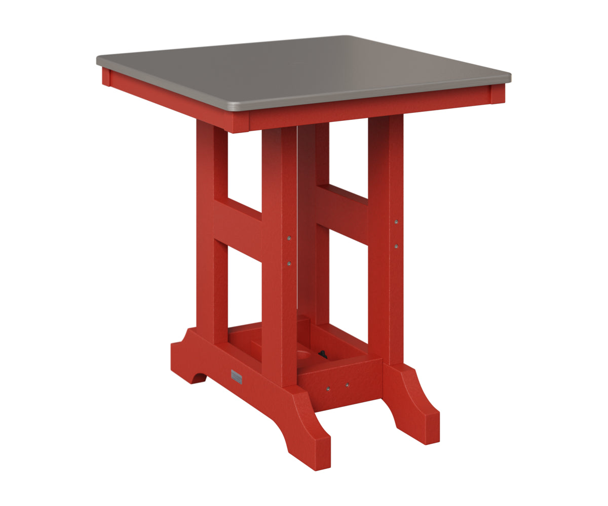 Berlin Gardens Garden Classic 28" Square Table in Scarlet Red, Hammered Stainless top