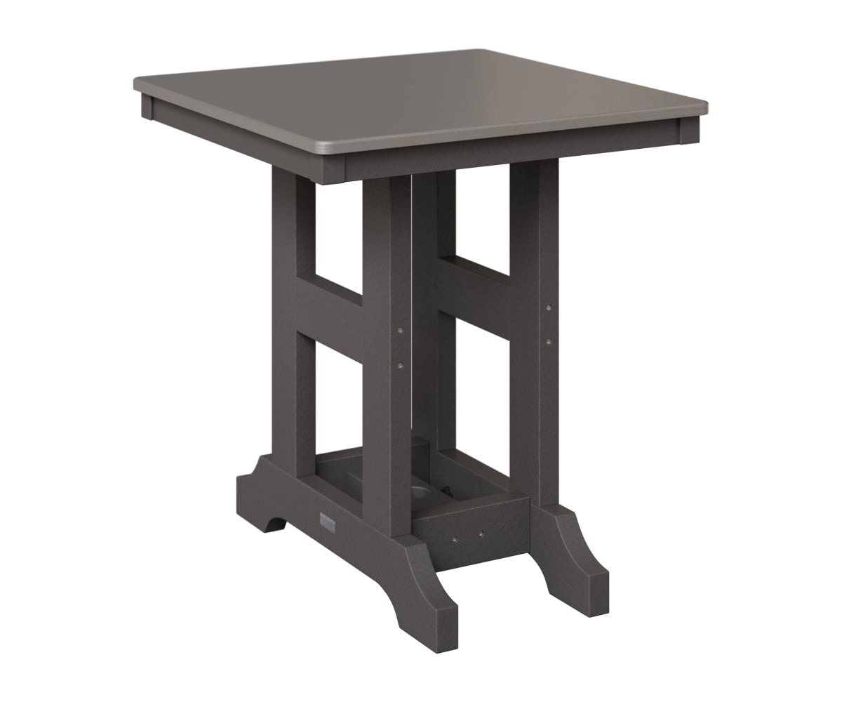 Berlin Gardens Garden Classic 28" Square Table in Smoke Gray, Hammered Stainless top