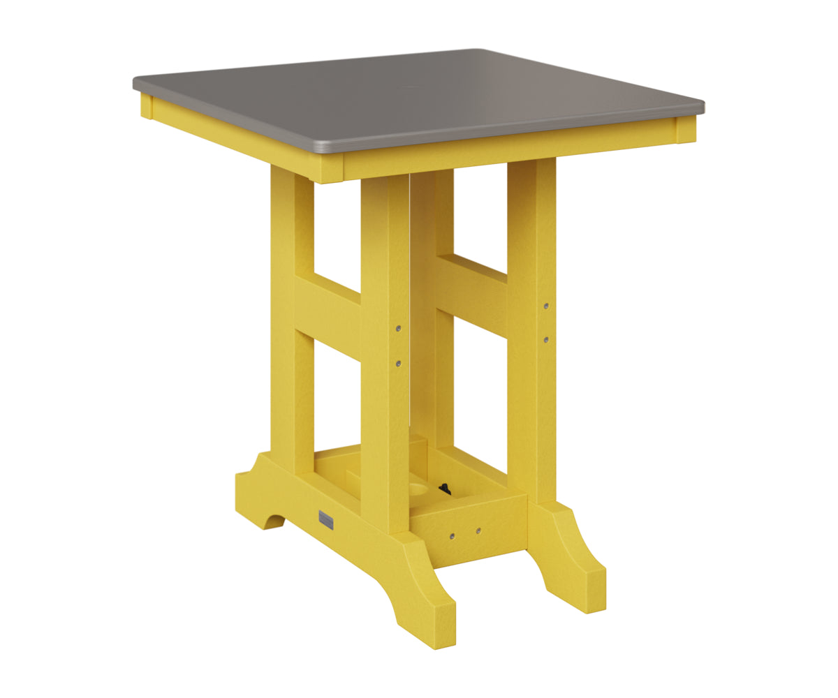 Berlin Gardens Garden Classic 28" Square Table in Sunburst Yellow, Hammered Stainless top