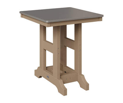Berlin Gardens Garden Classic 28" Square Table in Weatherwood, Hammered Stainless top