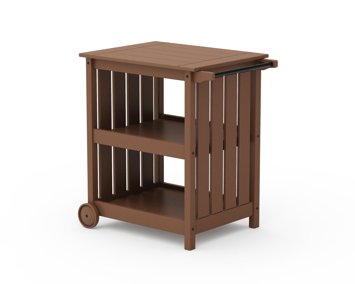 POLYWOOD Vineyard Bar Cart in Teak