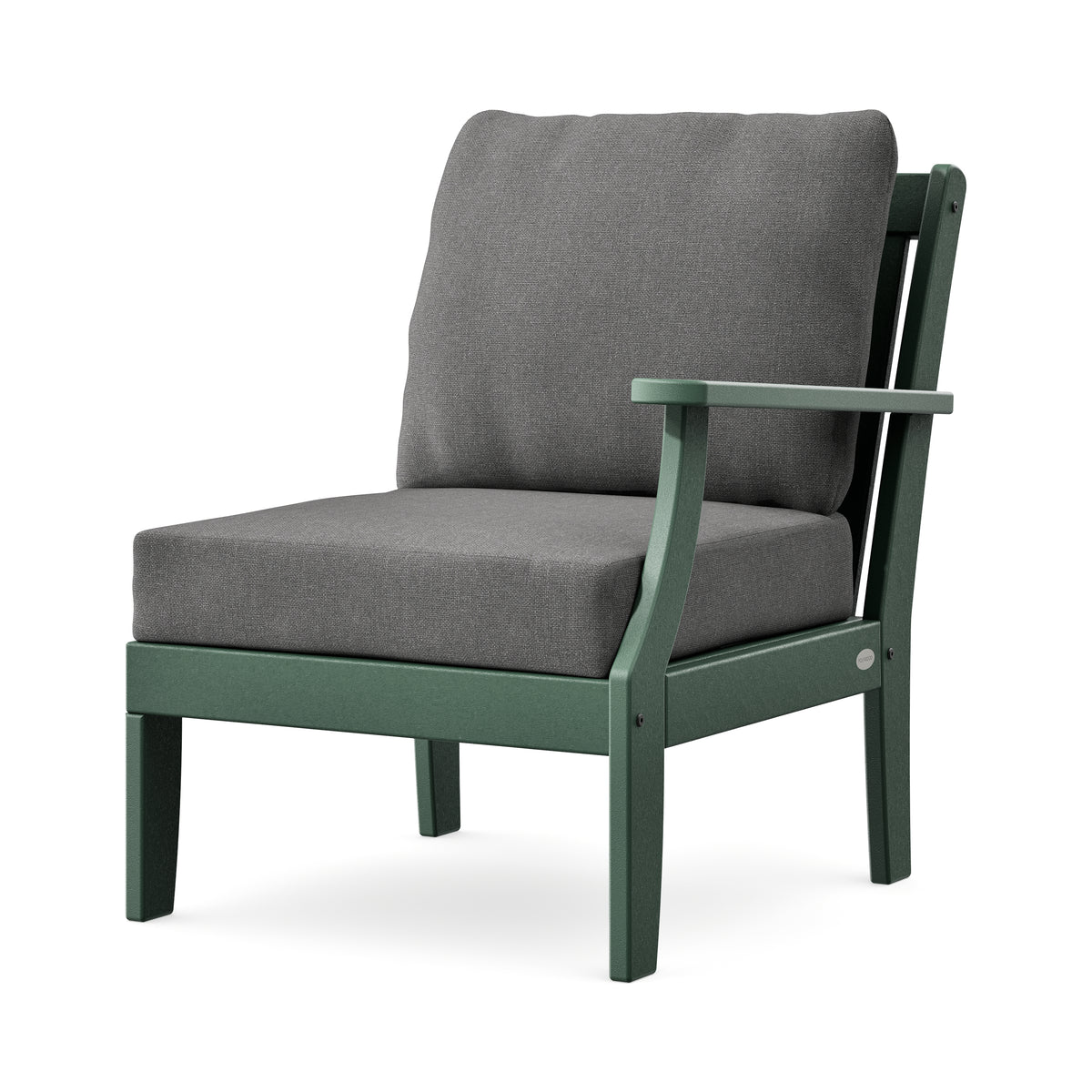 POLYWOOD Braxton Modular Right Arm Chair in Green / Ash Charcoal