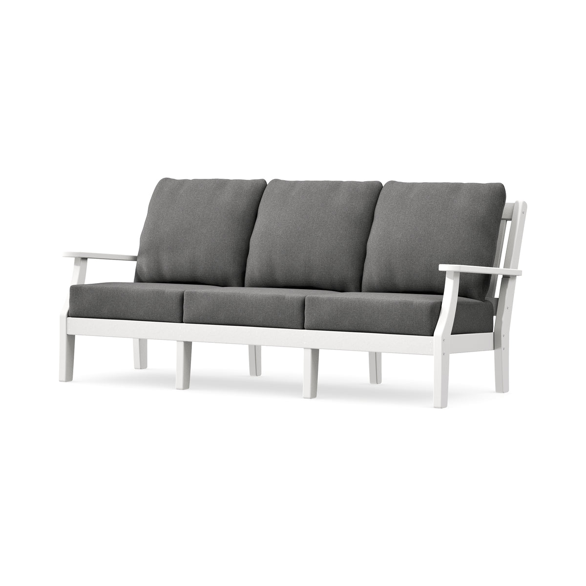 POLYWOOD Chinoiserie Deep Seating Sofa in White / Ash Charcoal