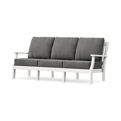 POLYWOOD Chinoiserie Deep Seating Sofa in White / Ash Charcoal