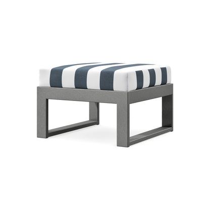 POLYWOOD Modular Ottoman - Modern in Slate Grey / Cabana Stripe Marine Indigo