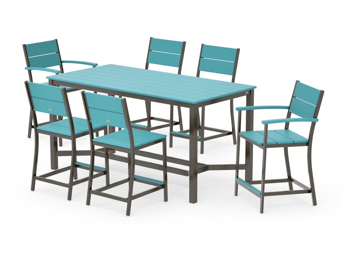 POLYWOOD Main Street 7-Piece Counter Set in Bronze / Aruba