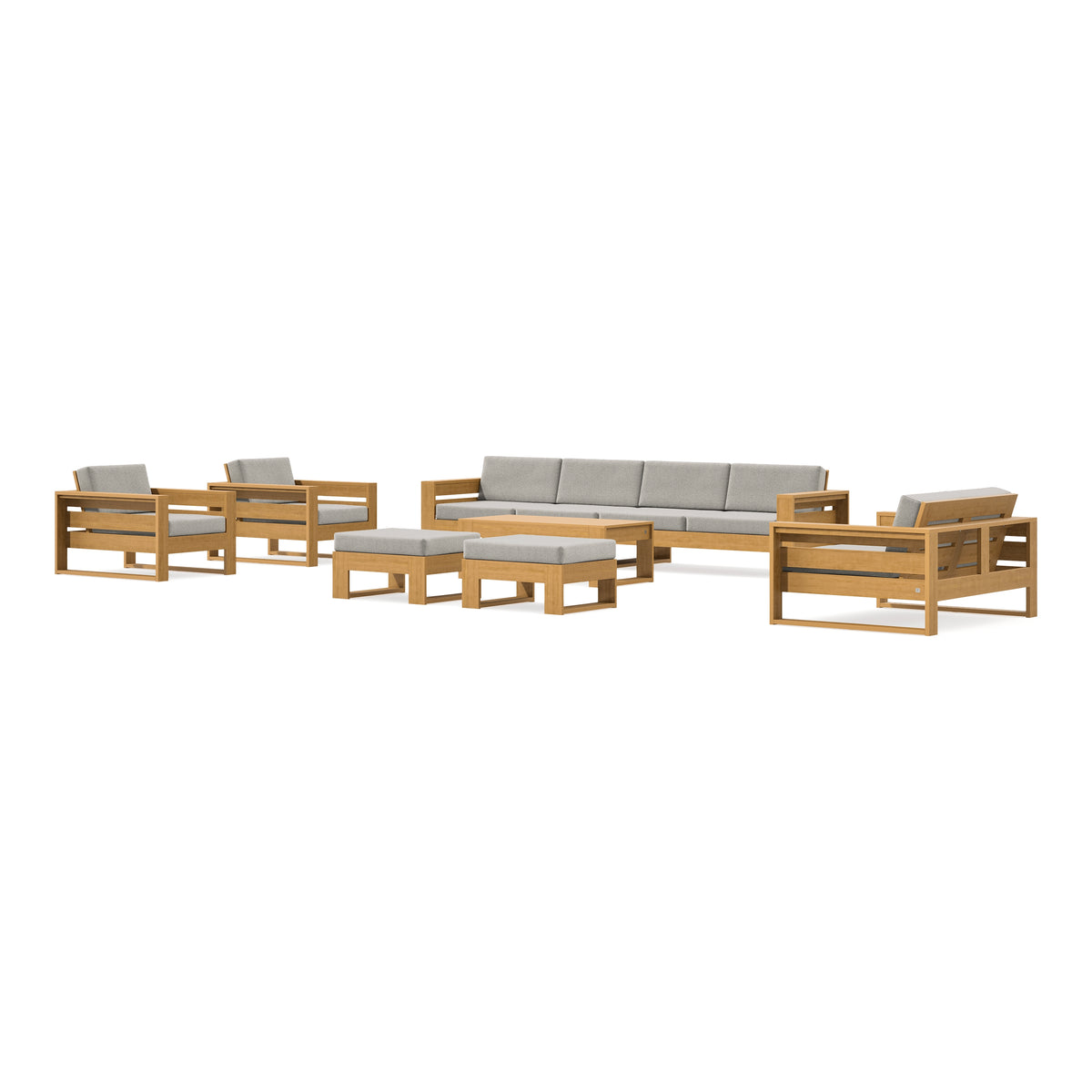 POLYWOOD PW Designer Series Latitude 8-Piece Lounge Sofa Set in Natural / Weathered Tweed