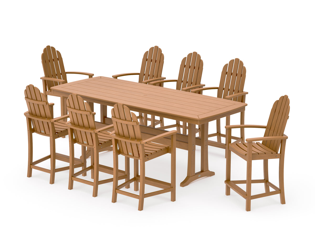 POLYWOOD Classic Adirondack 9-Piece Counter Set with Trestle Legs in Natural