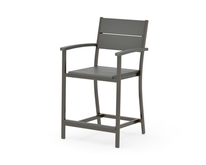POLYWOOD Main Street Counter Arm Chair in Bronze / Slate Grey