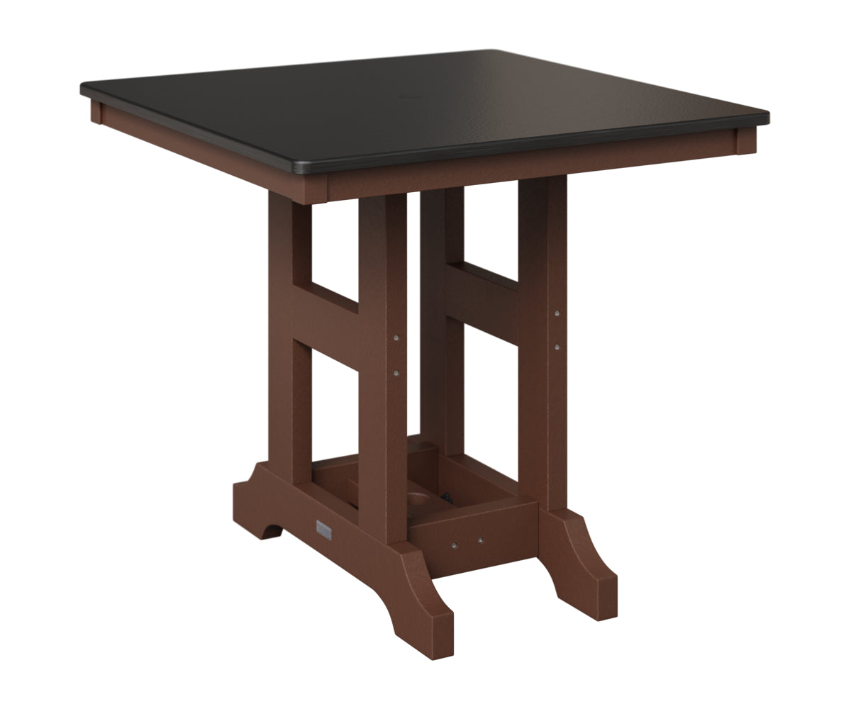 Berlin Gardens Garden Classic 33" Square Table in Chocolate Brown, Hammered Black top