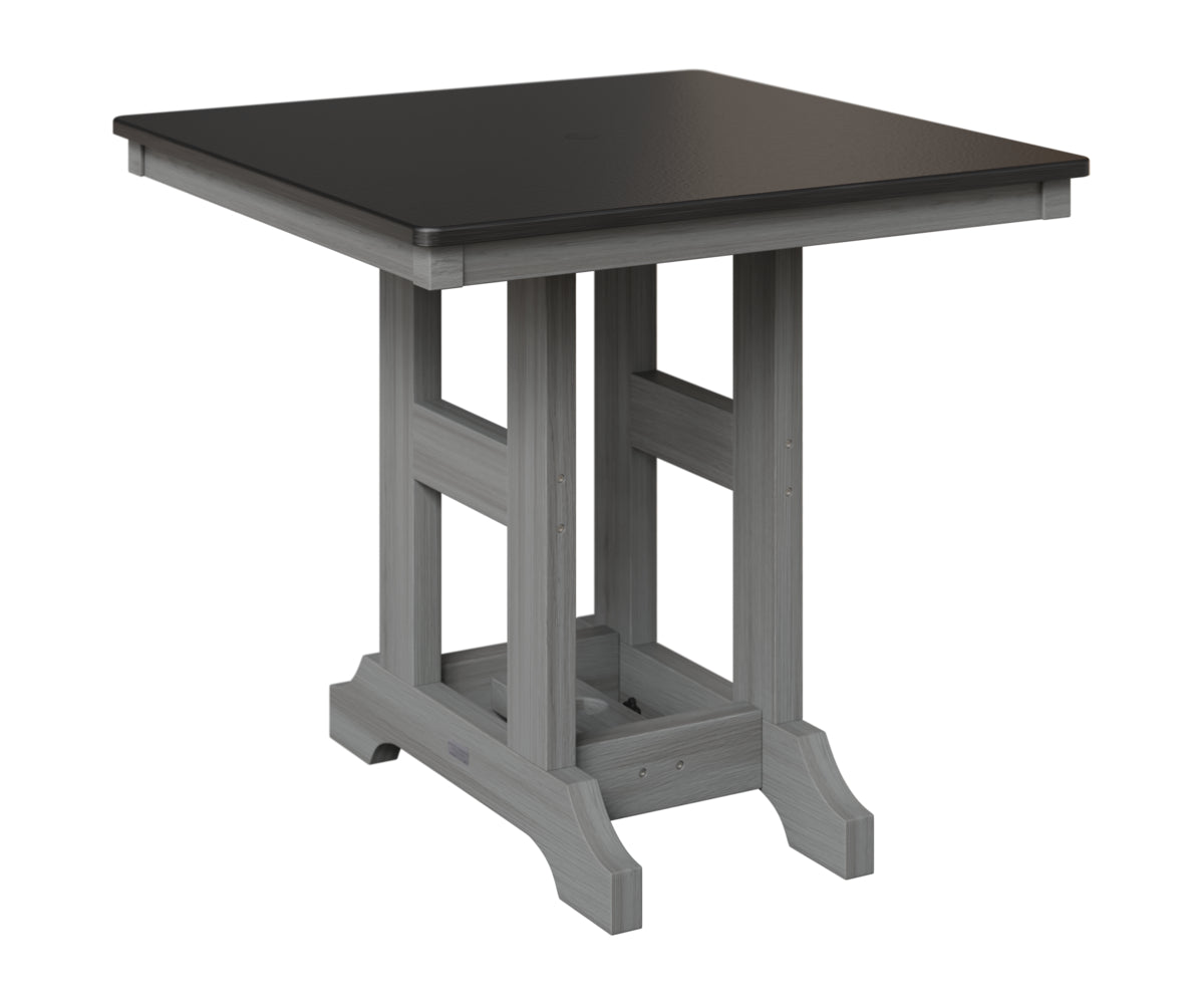 Berlin Gardens Garden Classic 33" Square Table in Driftwood Gray, Hammered Black top