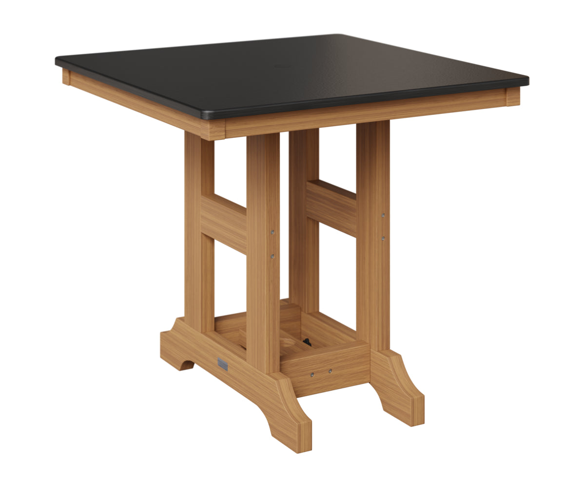Berlin Gardens Garden Classic 33" Square Table in Natural Teak, Hammered Black top